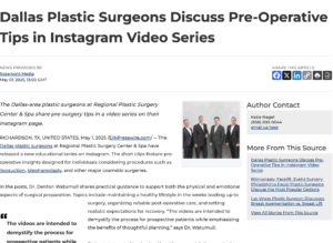 Dallas Plastic Surgeons Share Pre-Surgery Tips in Instagram Video Series